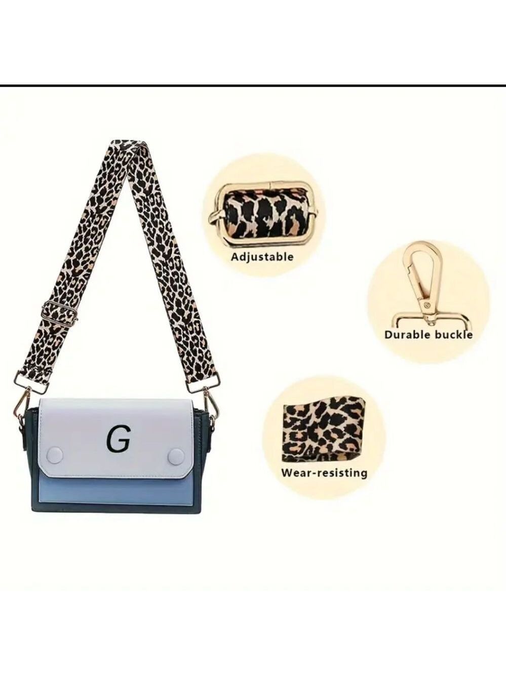 Leopard Print Adjustable Wide Bag Strap Replacement Crossbody Shoulder Strap - Picture 10 of 14